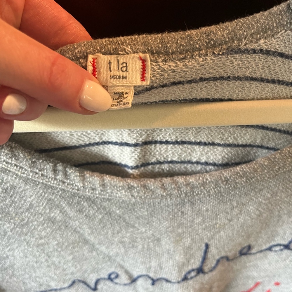 Gray lightweight sweatshirt, size M. Purchased from Anthropologie. - Picture 2 of 3